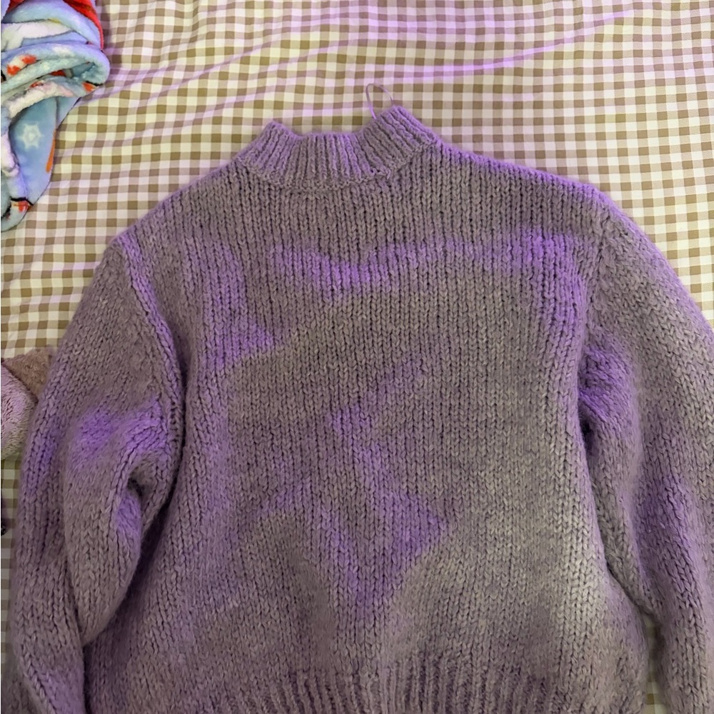 Zara Purple Mock Neck Chunky Knit Sweater